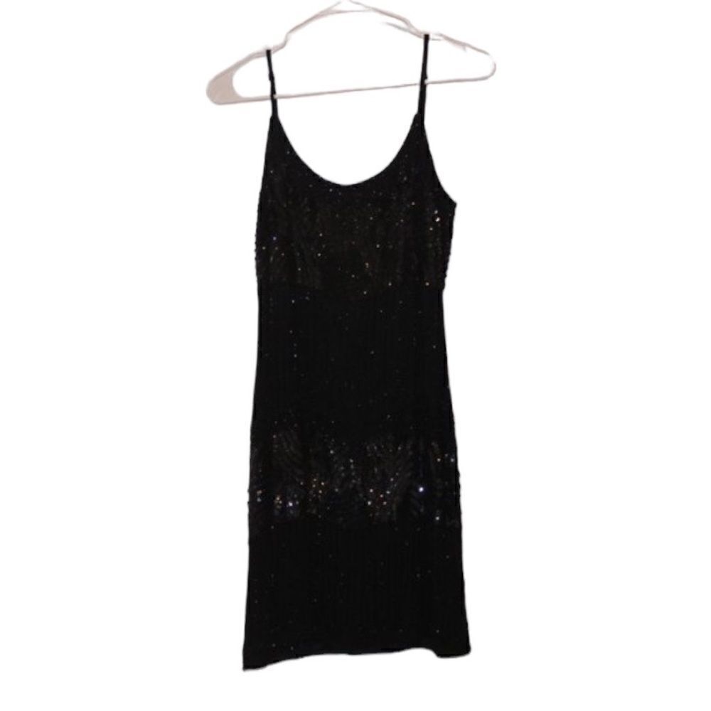 Pisarro Nights Black Sleeveless Sequin mini Dress Women's Size 8